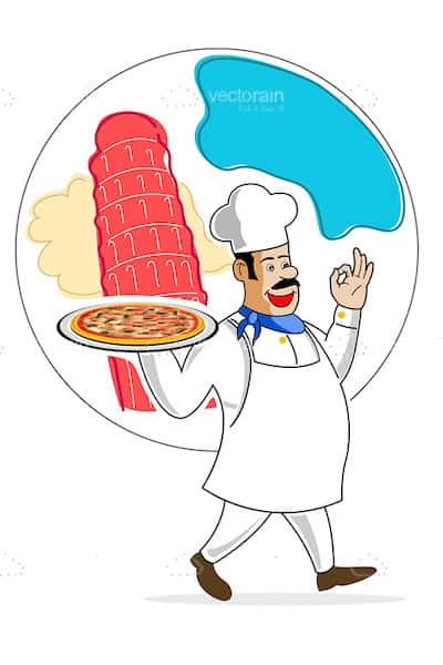 Chef with Pizza and Italy Related Graphic
